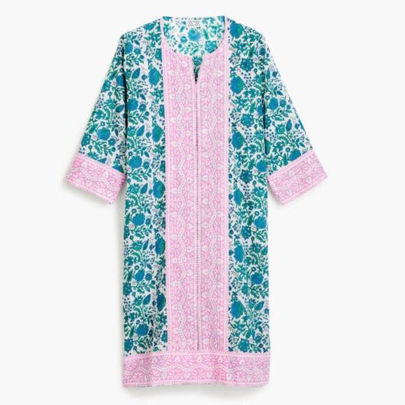 SZ Blockprints Kurta Tunic Size S Pink Blue Green Swim Cover Up Cotton Casual - Picture 1 of 14